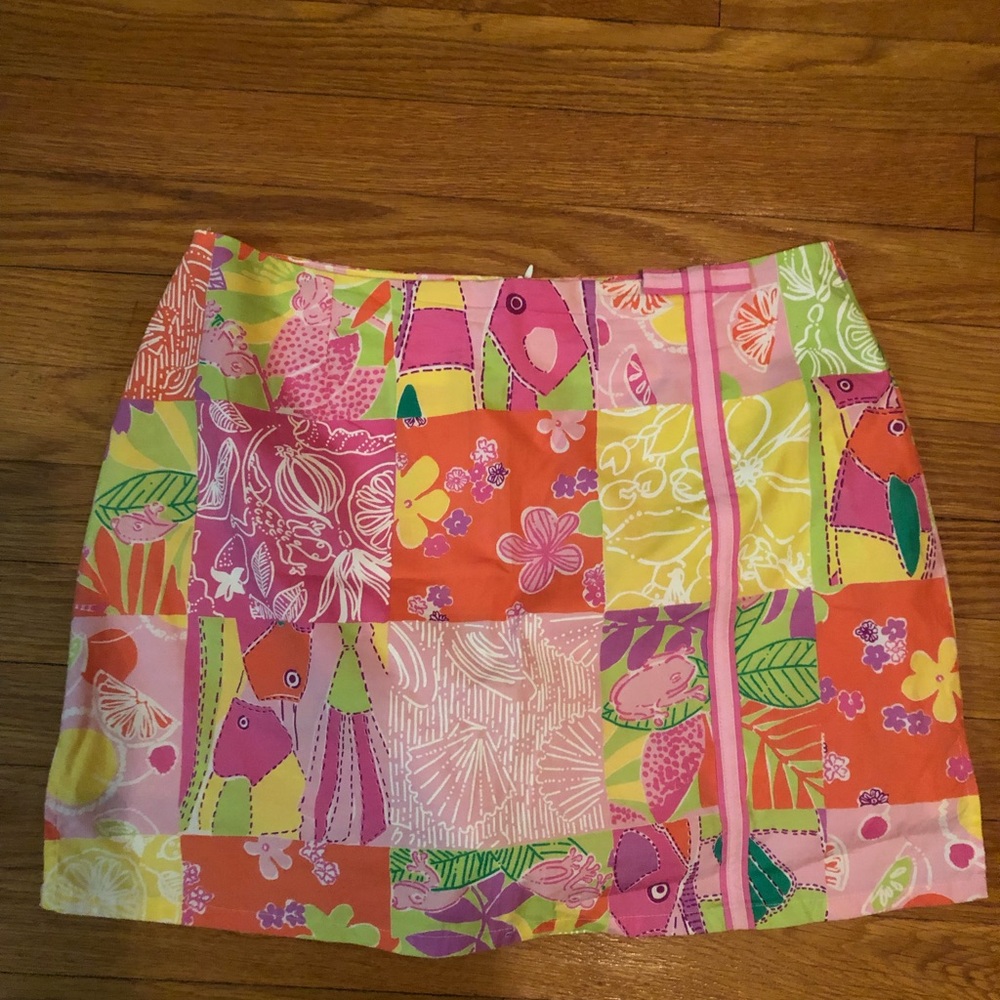 Lily Pulitzer Patchwork fish frog fruit skort 8